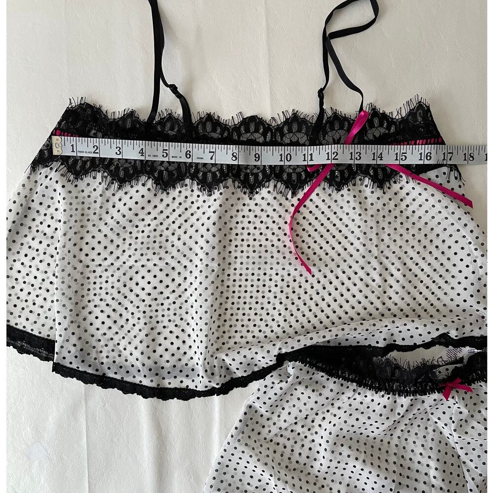 New Hanky Panky Spot on Chiffon Sleep Set, Black-White Women's Size M - Picture 9 of 10
